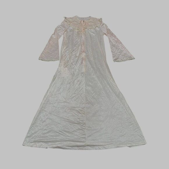 Vintage Peach Maidenform Dream Wear Long Silkie Nightgown Size Small Nylon Robe - Picture 1 of 4